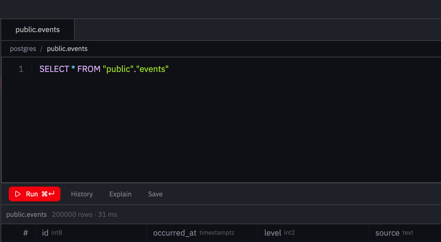 SQL editor